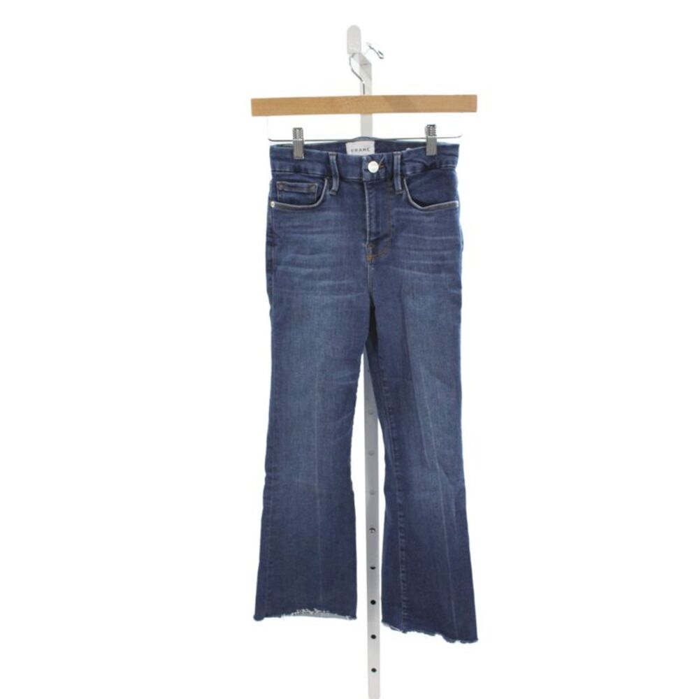 Frame Womens Cropped Blue Jeans Mid Rise Cotton Blend Size 0